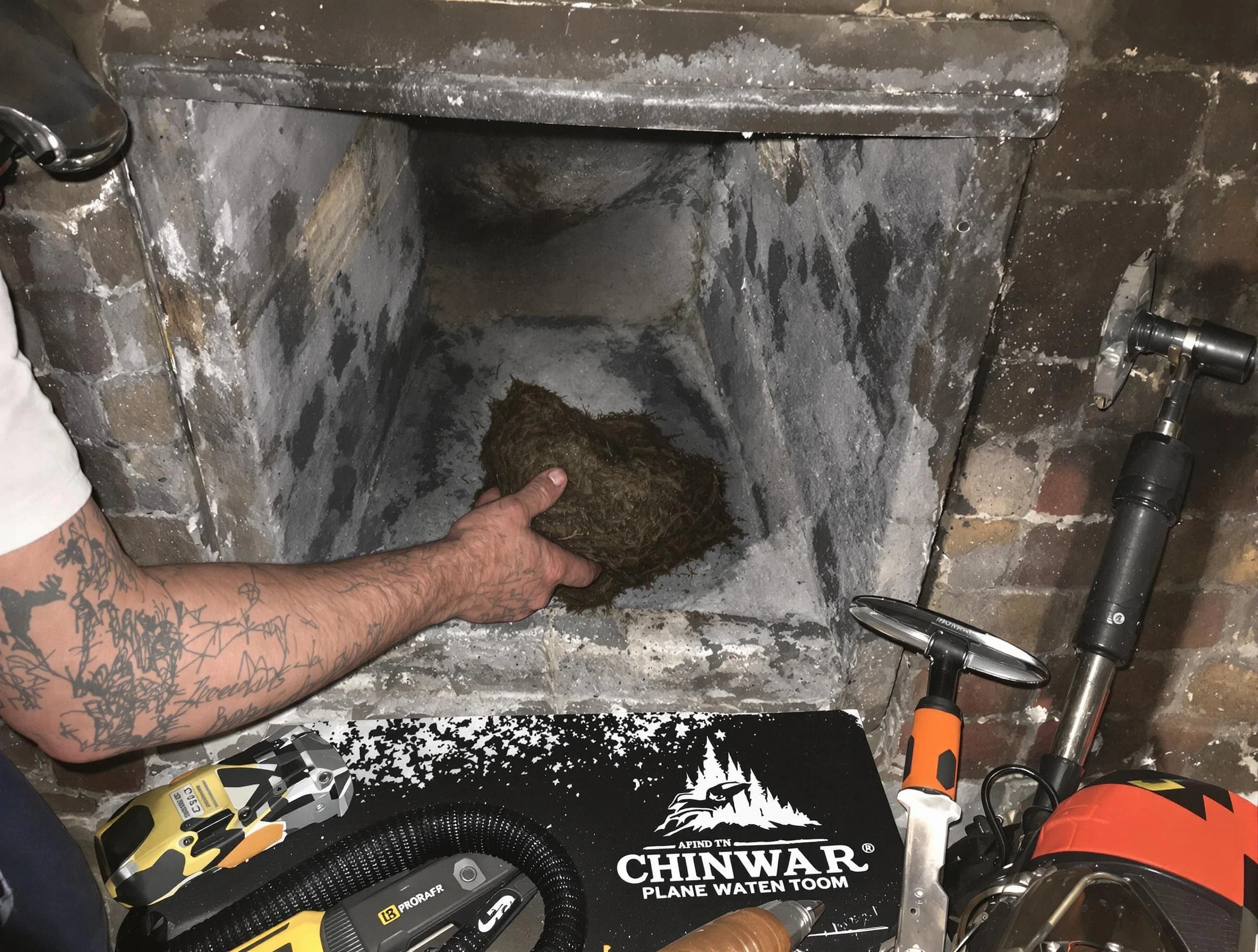 Alabaster Chimney Sweep safely removing debris and screening chimney in Alabaster, AL