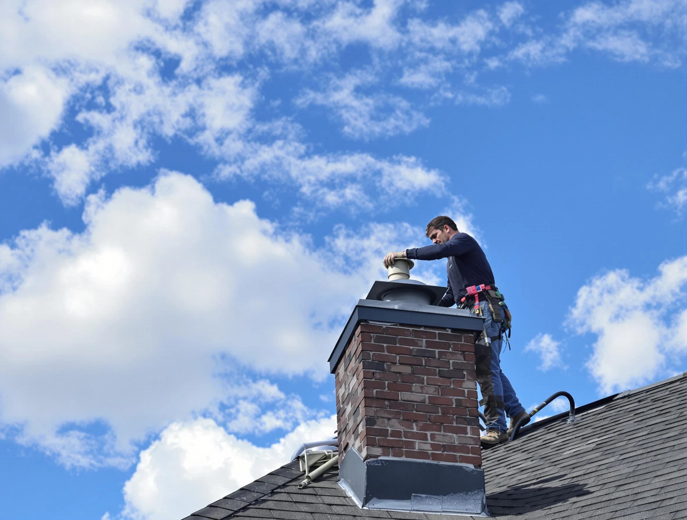 Alabaster Chimney Sweep installing a sturdy chimney cap in Alabaster, AL