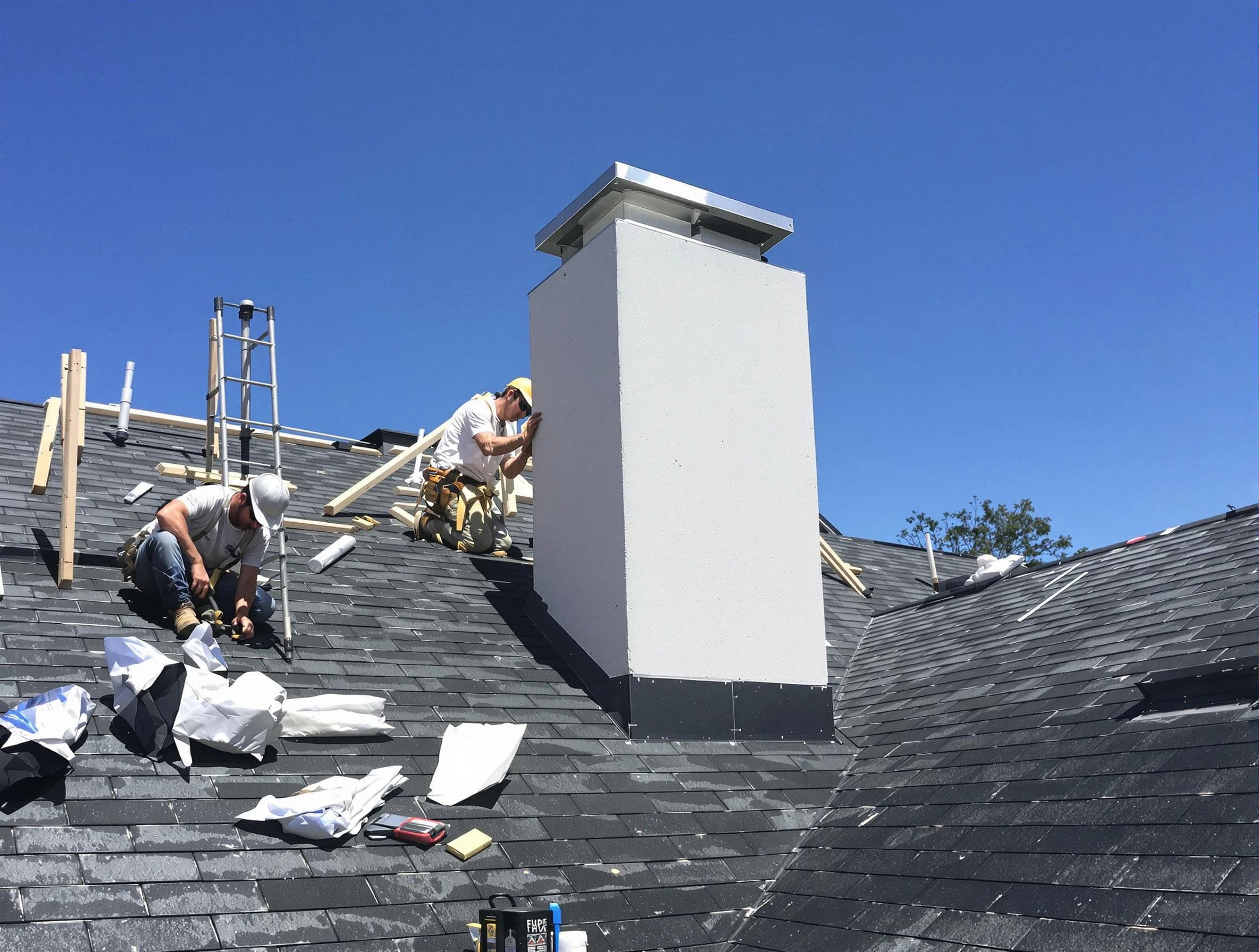 Alabaster Chimney Sweep crew installing a new chimney in Alabaster, AL
