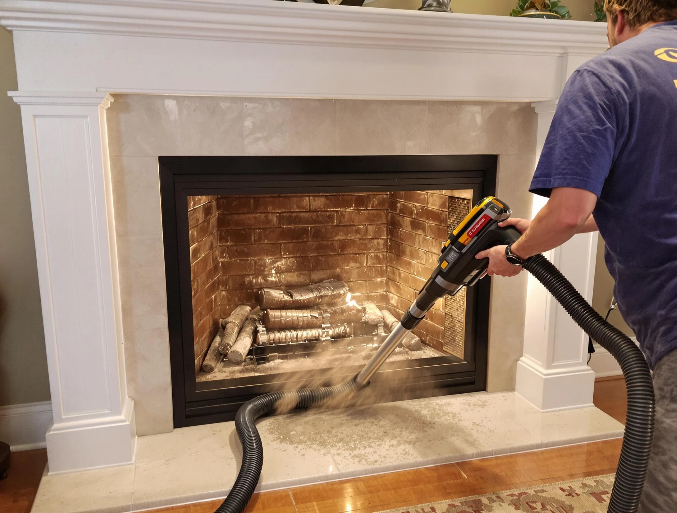 Fireplace cleaning performed by Alabaster Chimney Sweep in Alabaster, AL