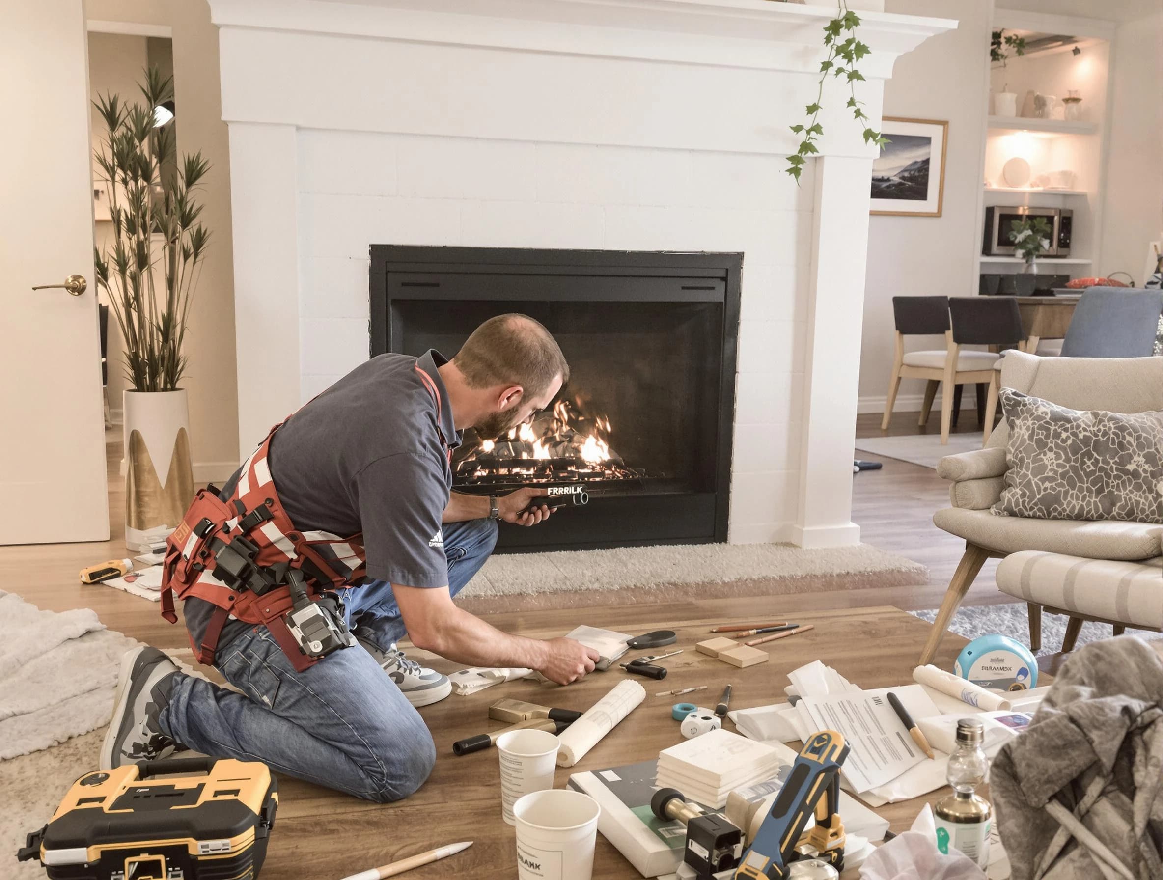 Alabaster Chimney Sweep performing fireplace repair in Alabaster, AL