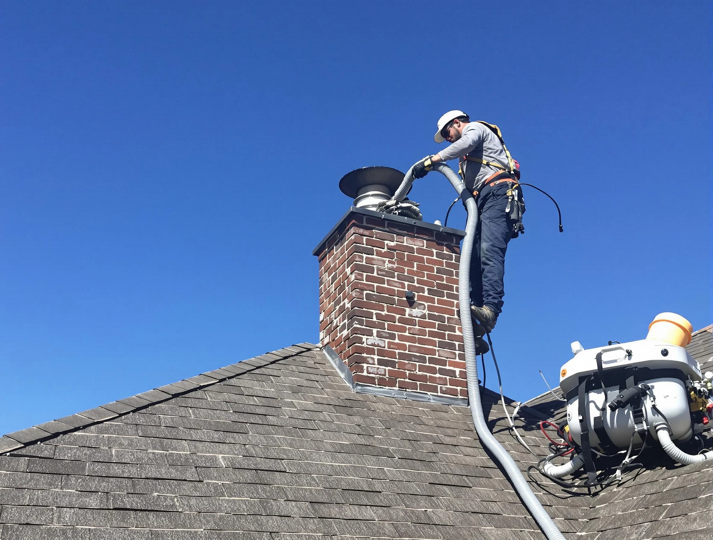 Dedicated Alabaster Chimney Sweep team member cleaning a chimney in Alabaster, AL