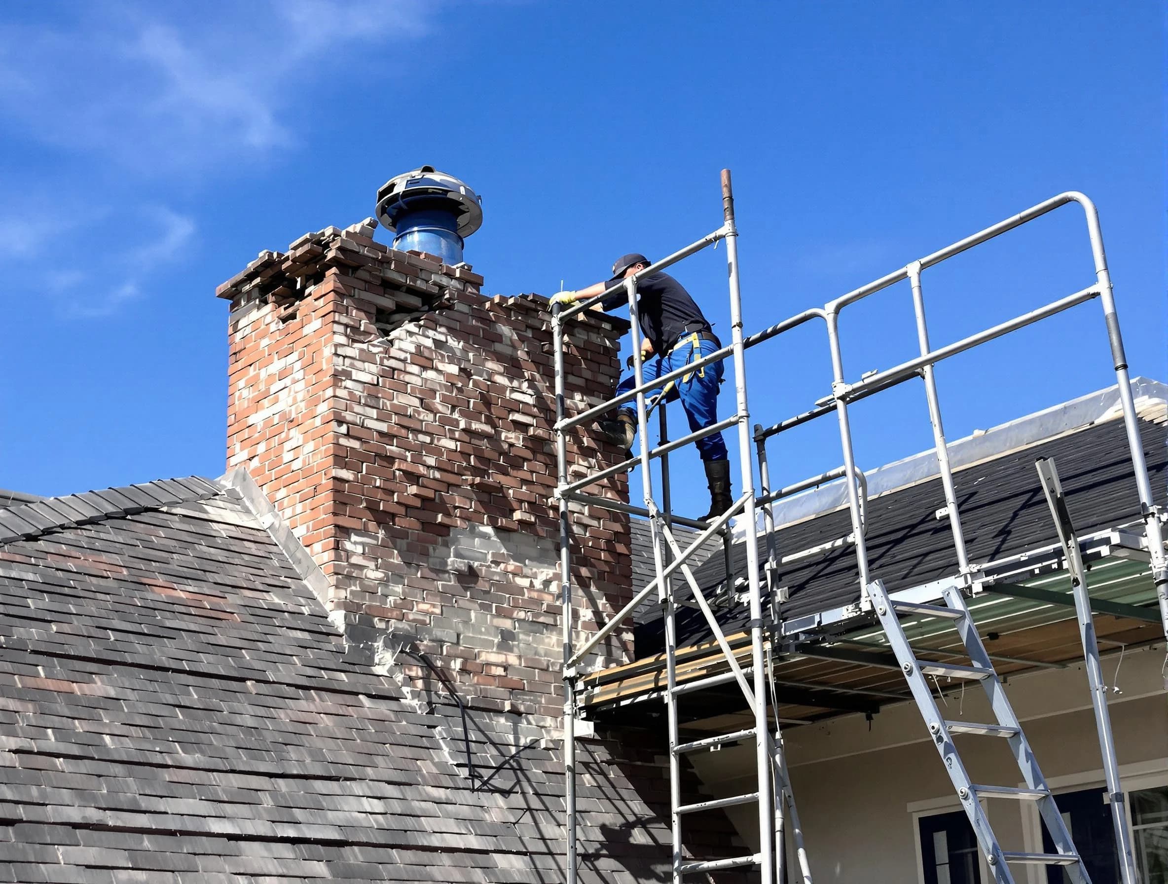 Rebuilding a chimney structure by Alabaster Chimney Sweep in Alabaster, AL