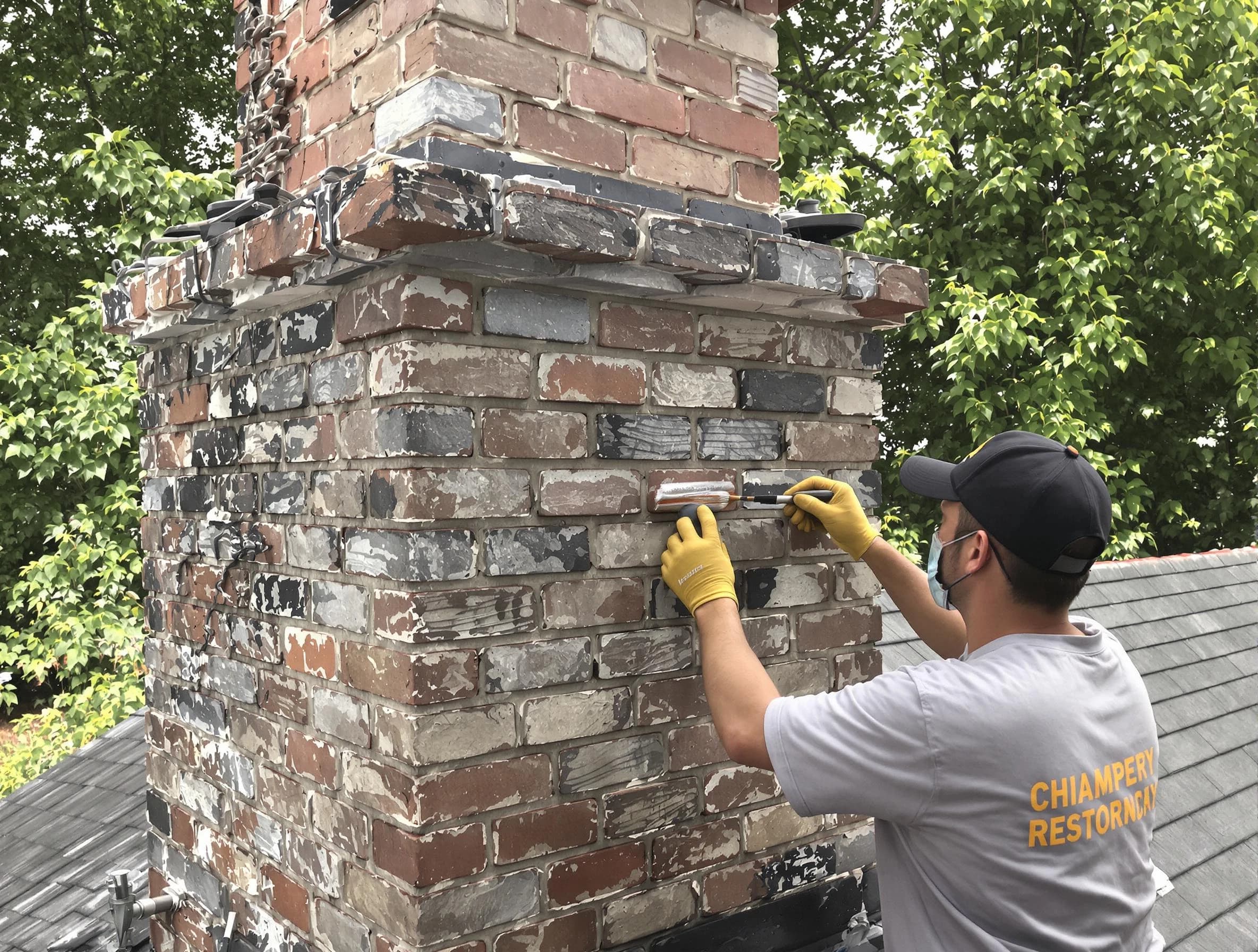 In-progress chimney restoration by Alabaster Chimney Sweep in Alabaster, AL