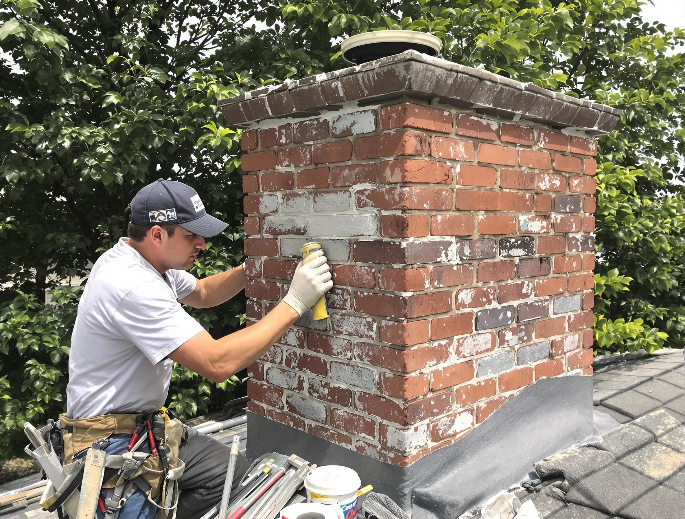 Alabaster Chimney Sweep restoring an aging chimney in Alabaster, AL