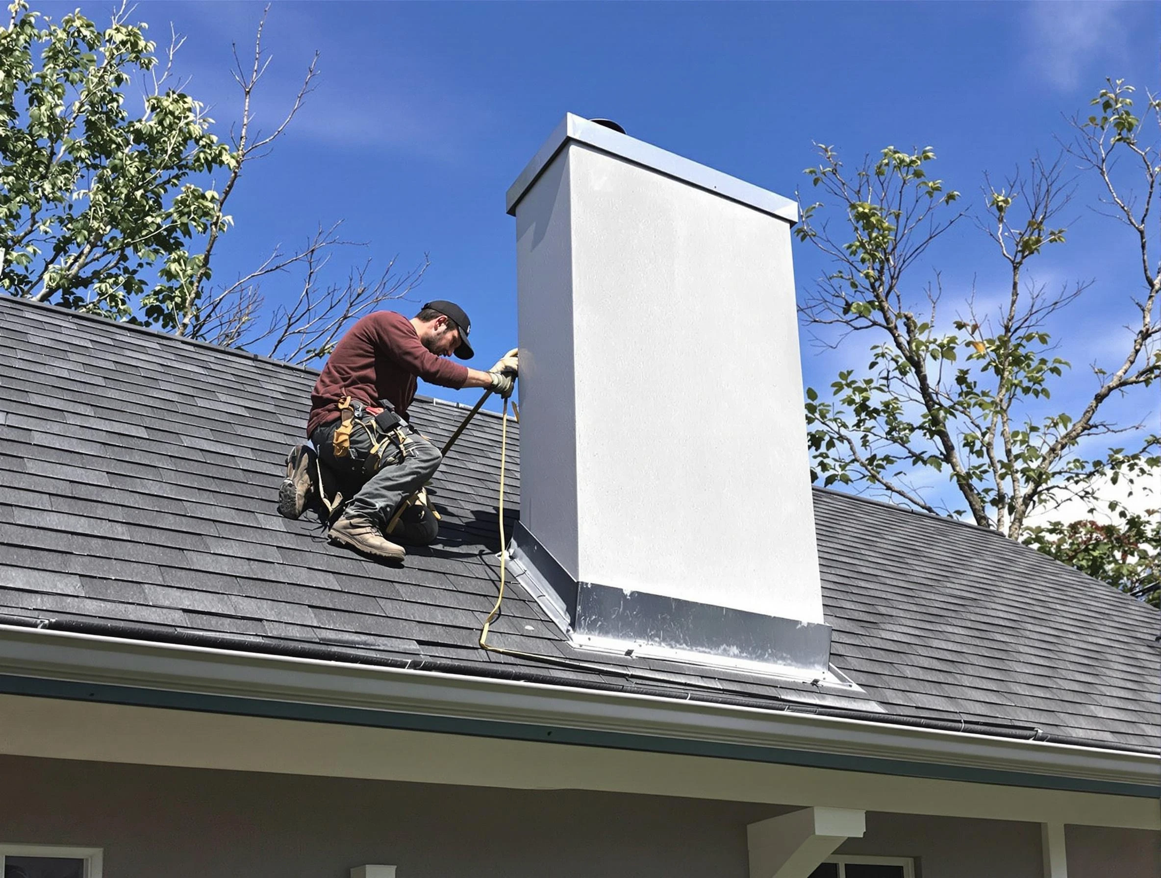 Alabaster Chimney Sweep team member finishing chimney construction in Alabaster, AL