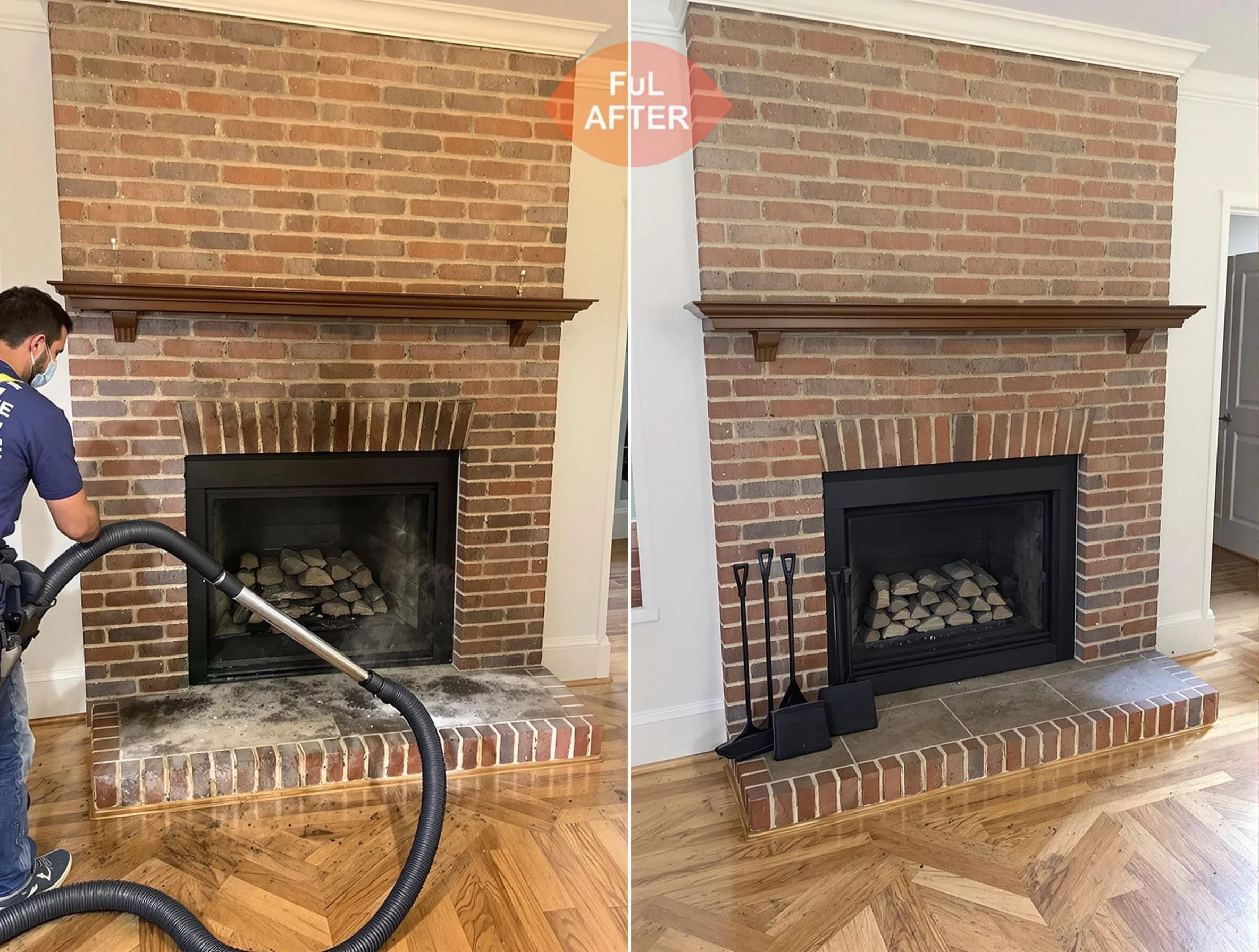 Alabaster Chimney Sweep carefully sanitizing a fireplace in Alabaster, AL